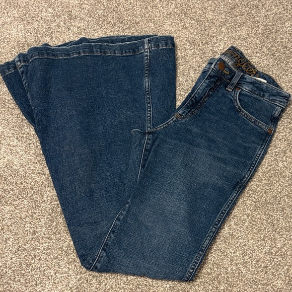Wrangler Dark High Rise Super Flare Jeans - Picture 1 of 5